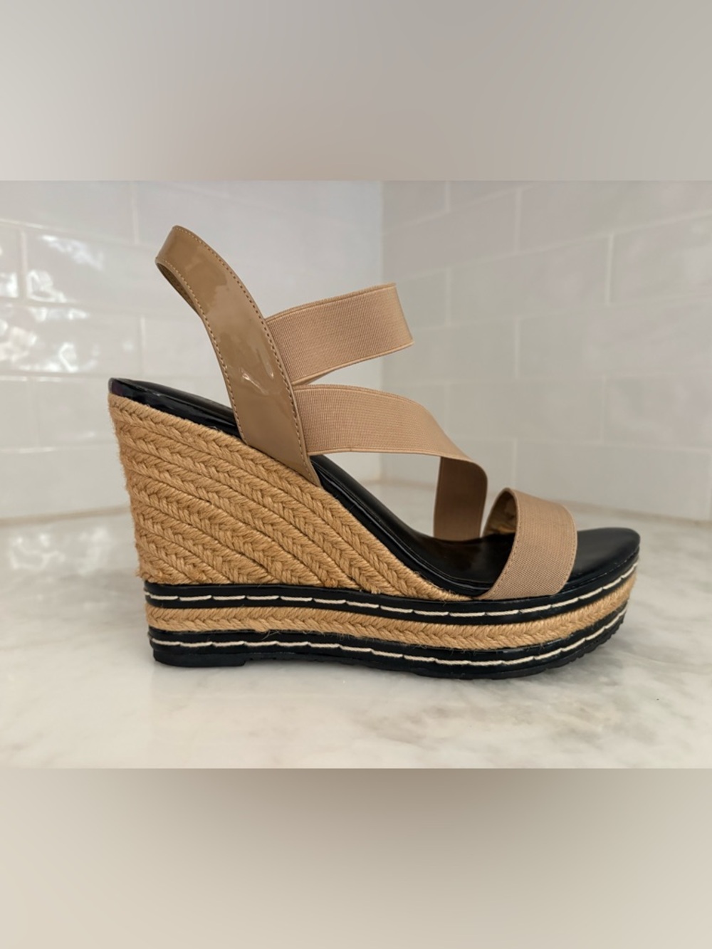 Charles By Charles David Beige Wedge Sandals - 8.5